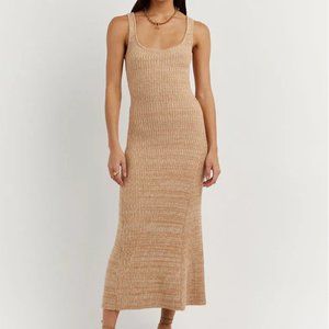 DISHH Oat Marble Knit Midi Dress Size M